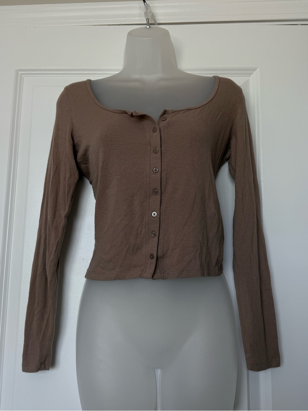 Abercrombie & Fitch A&F Essentials Brown Button-Up Top - Size XS